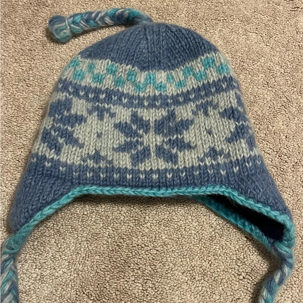 Kids Nordic Blue and Gray Knit Hat
